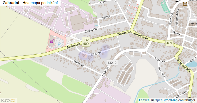 Zahradní - mapa podnikání