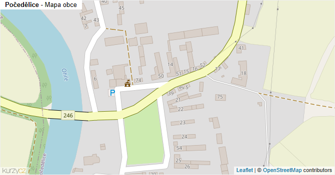 Počedělice - mapa obce
