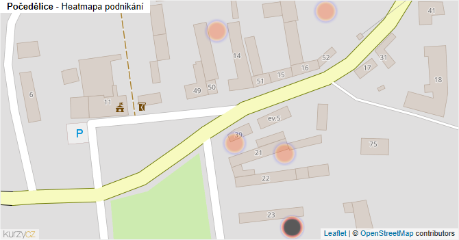 Počedělice - mapa podnikání