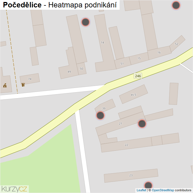 Mapa Počedělice - Firmy v obci.