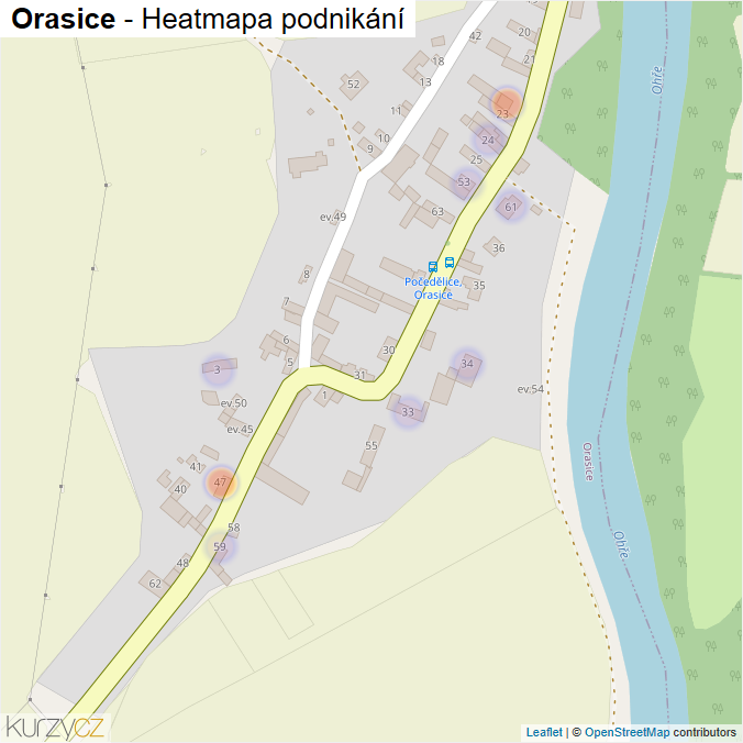 Mapa Orasice - Firmy v části obce.