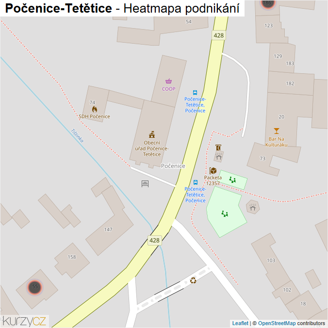 Mapa Počenice-Tetětice - Firmy v obci.
