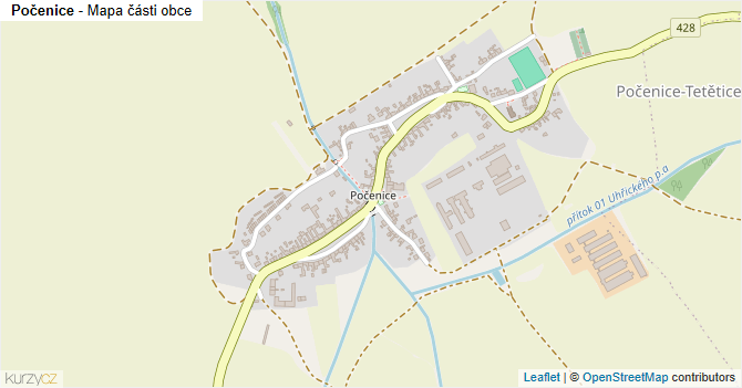 Počenice - mapa části obce
