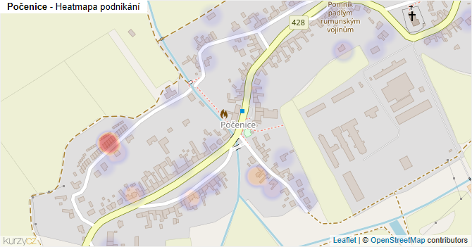 Počenice - mapa podnikání