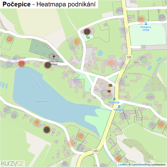Mapa Počepice - Firmy v části obce.