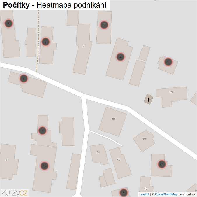 Mapa Počítky - Firmy v obci.