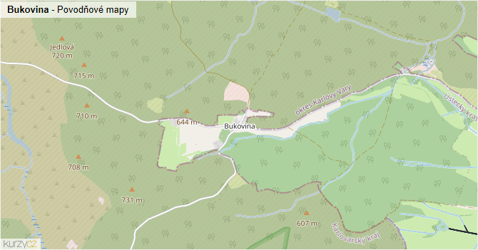 Bukovina - záplavové mapy stoleté vody