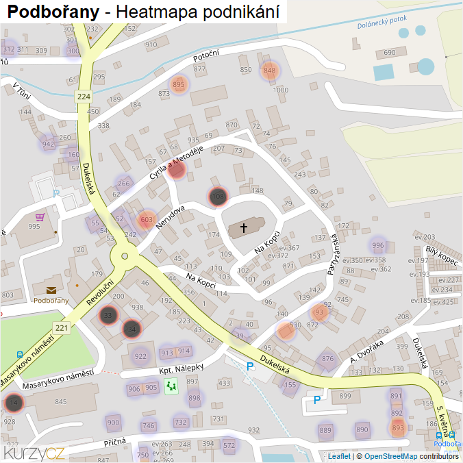 Mapa Podbořany - Firmy v obci.