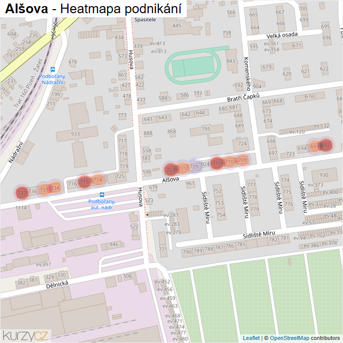 Mapa Alšova - Firmy v ulici.