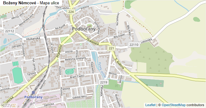 Boženy Němcové - mapa ulice