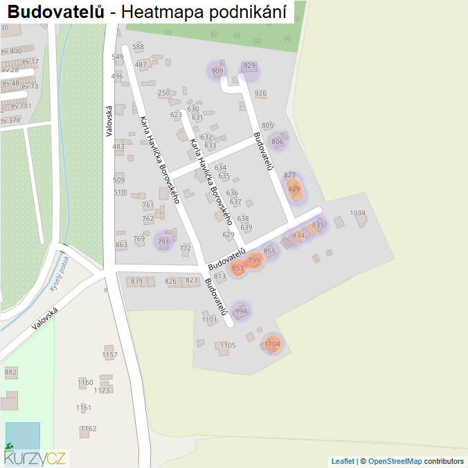Mapa Budovatelů - Firmy v ulici.