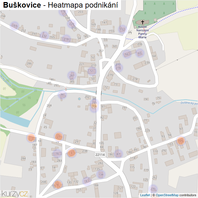 Mapa Buškovice - Firmy v části obce.