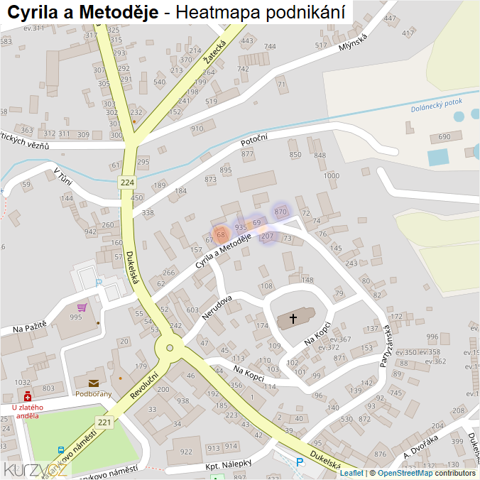 Mapa Cyrila a Metoděje - Firmy v ulici.