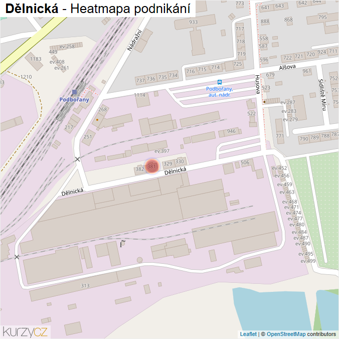 Mapa Dělnická - Firmy v ulici.