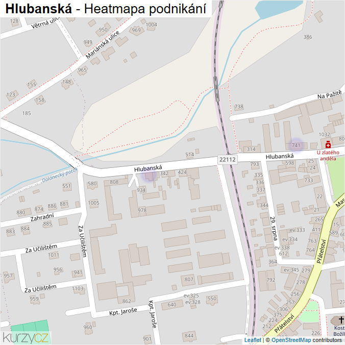 Mapa Hlubanská - Firmy v ulici.