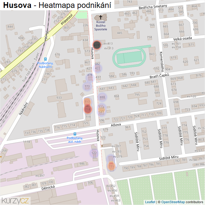 Mapa Husova - Firmy v ulici.