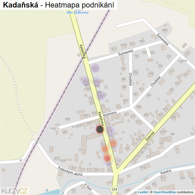 Mapa Kadaňská - Firmy v ulici.