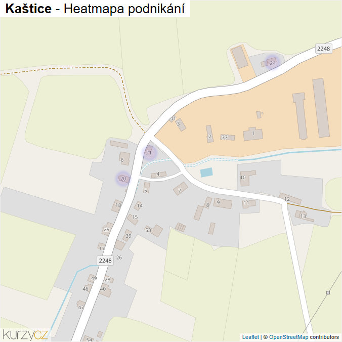 Mapa Kaštice - Firmy v části obce.