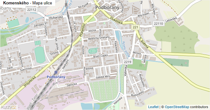 Komenského - mapa ulice