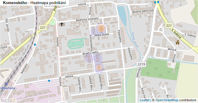 Komenského - mapa podnikání