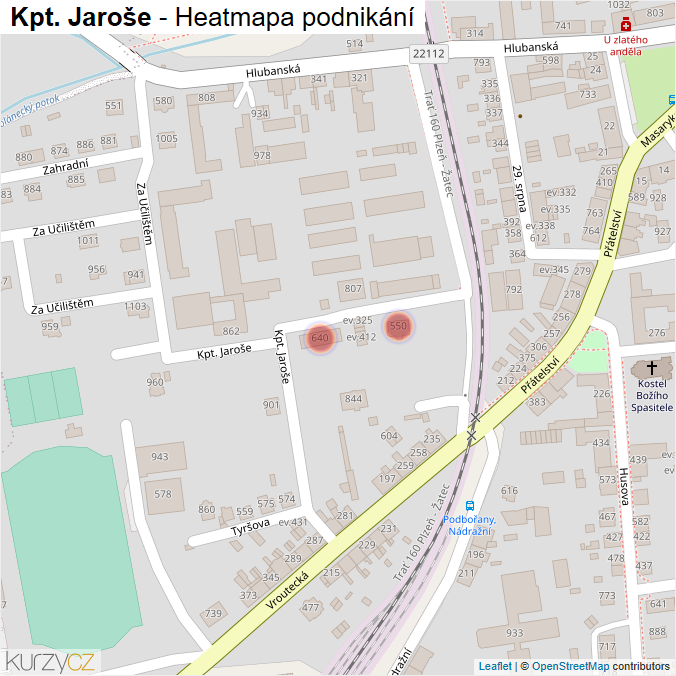 Mapa Kpt. Jaroše - Firmy v ulici.
