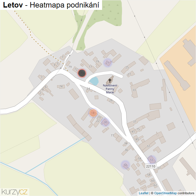 Mapa Letov - Firmy v části obce.