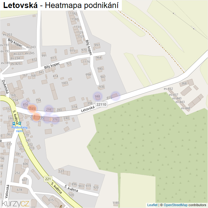 Mapa Letovská - Firmy v ulici.