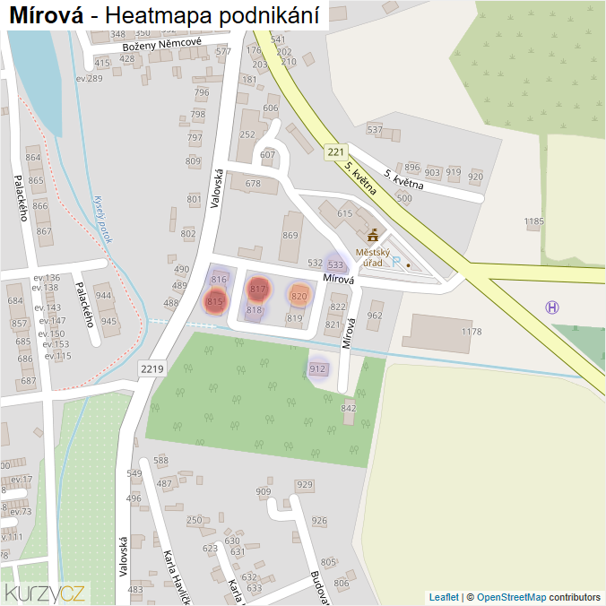 Mapa Mírová - Firmy v ulici.