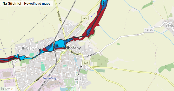 Na Střelnici - záplavové mapy stoleté vody