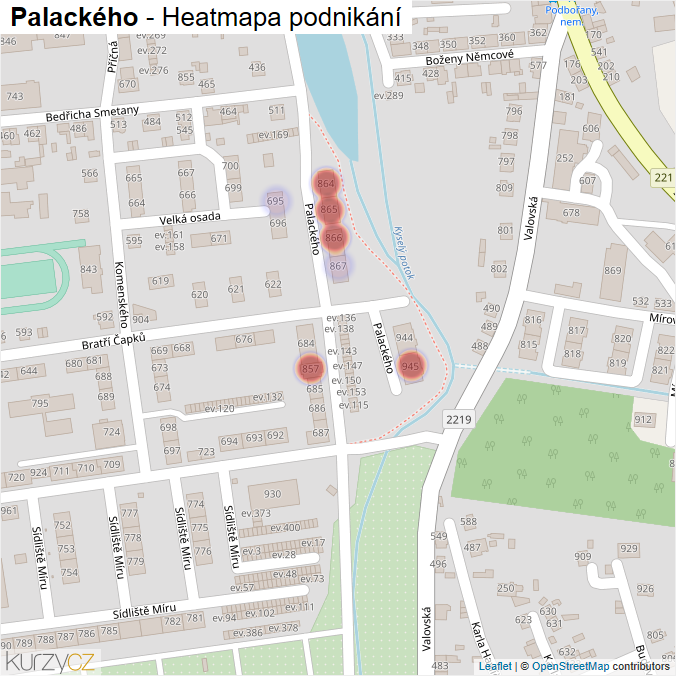 Mapa Palackého - Firmy v ulici.