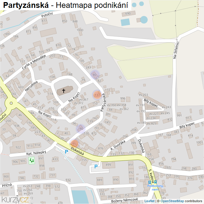 Mapa Partyzánská - Firmy v ulici.
