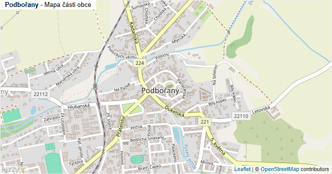 Podbořany - mapa části obce