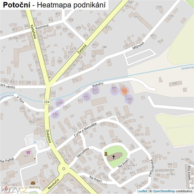 Mapa Potoční - Firmy v ulici.