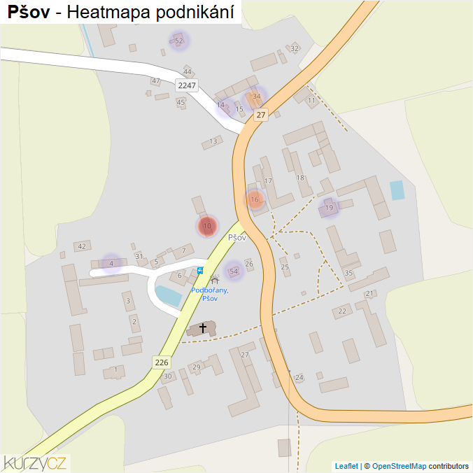 Mapa Pšov - Firmy v části obce.