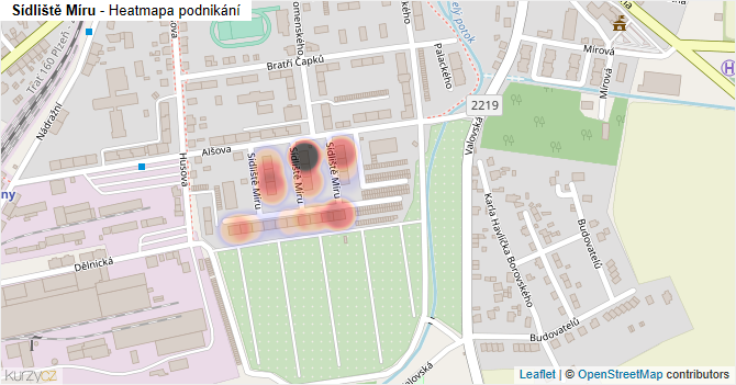 Sídliště Míru - mapa podnikání