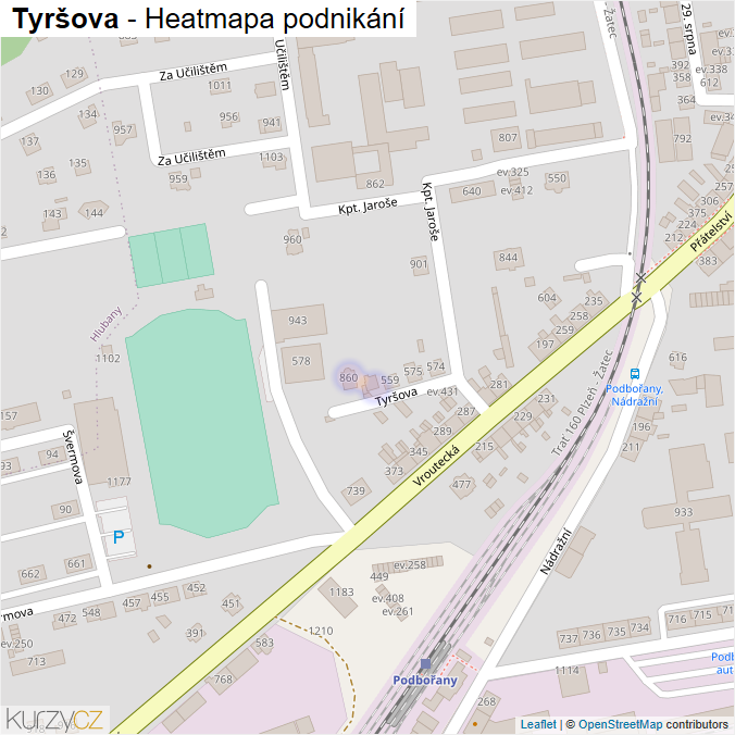 Mapa Tyršova - Firmy v ulici.