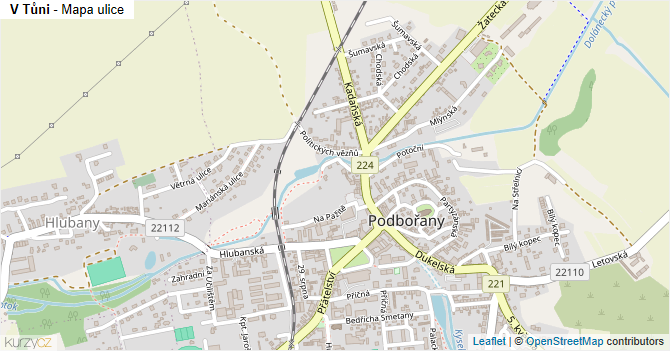 V Tůni - mapa ulice