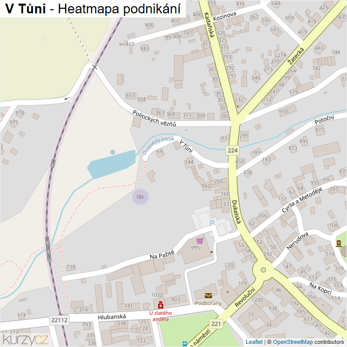 Mapa V Tůni - Firmy v ulici.