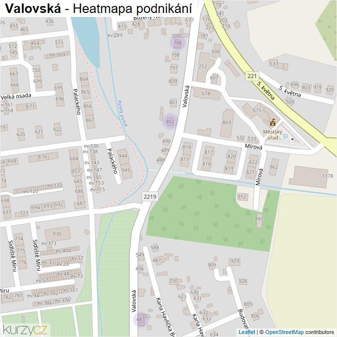 Mapa Valovská - Firmy v ulici.