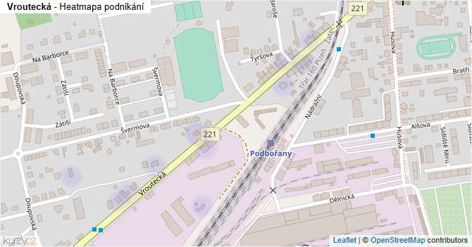 Vroutecká - mapa podnikání