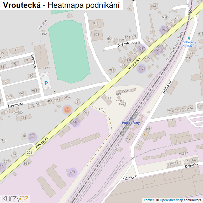 Mapa Vroutecká - Firmy v ulici.