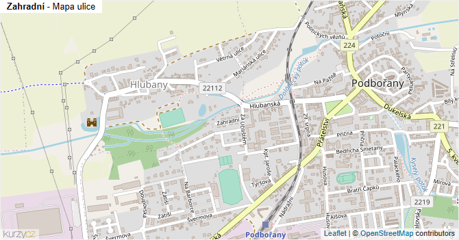 Zahradní - mapa ulice