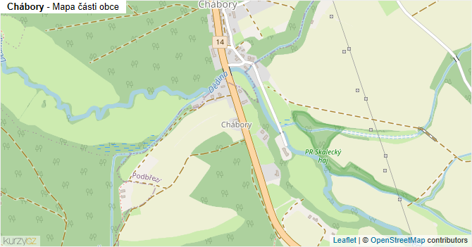 Chábory - mapa části obce