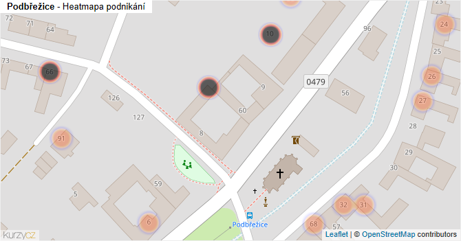 Podbřežice - mapa podnikání