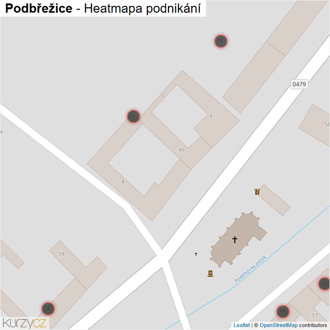 Mapa Podbřežice - Firmy v obci.