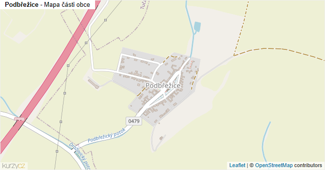 Podbřežice - mapa části obce