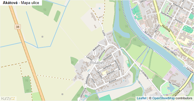 Akátová - mapa ulice