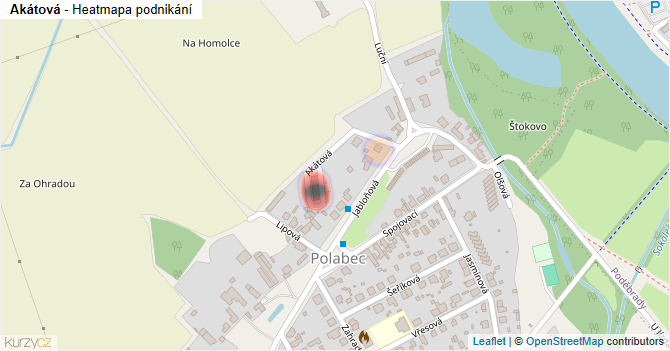 Akátová - mapa podnikání