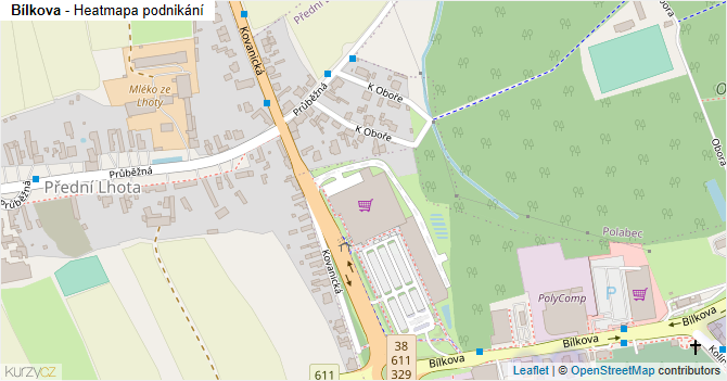 Bílkova - mapa podnikání