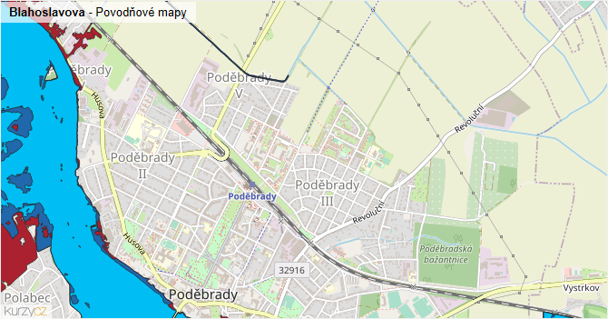 Blahoslavova - záplavové mapy stoleté vody